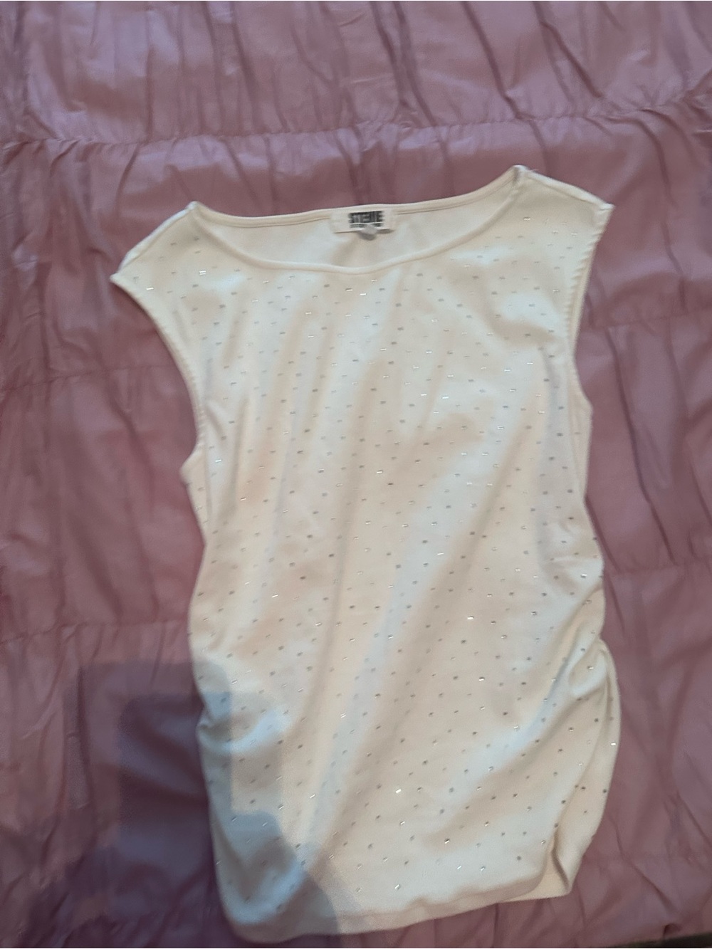 Steve Madden White Sleeveless top with Rhinestone Detail